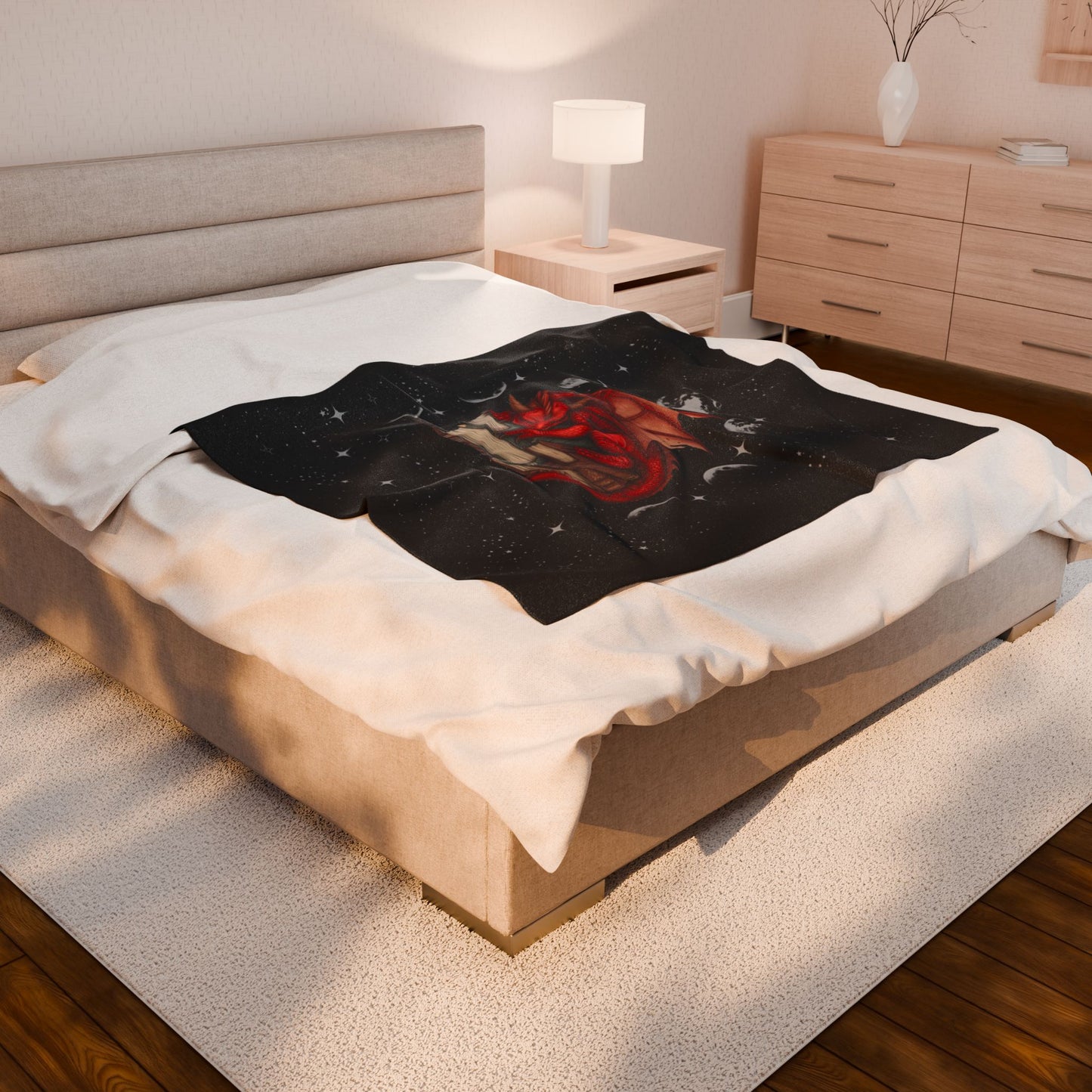 Cozy Dragon Literary Velveteen Plush Blanket, Dragon Lover Gift, Fantasy Home Decor, Reading Nook Accessory, Perfect for Cozy Nights