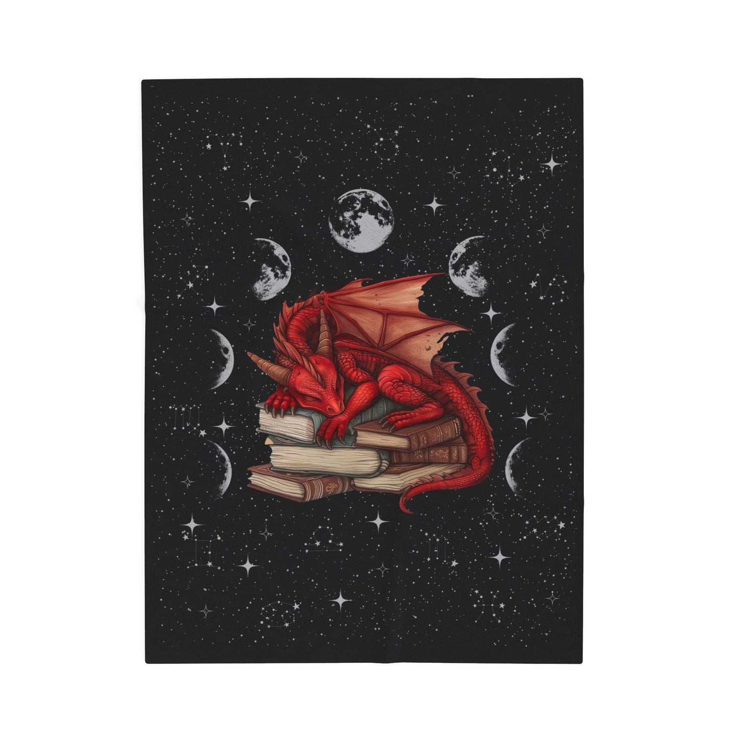 Cozy Dragon Literary Velveteen Plush Blanket, Dragon Lover Gift, Fantasy Home Decor, Reading Nook Accessory, Perfect for Cozy Nights