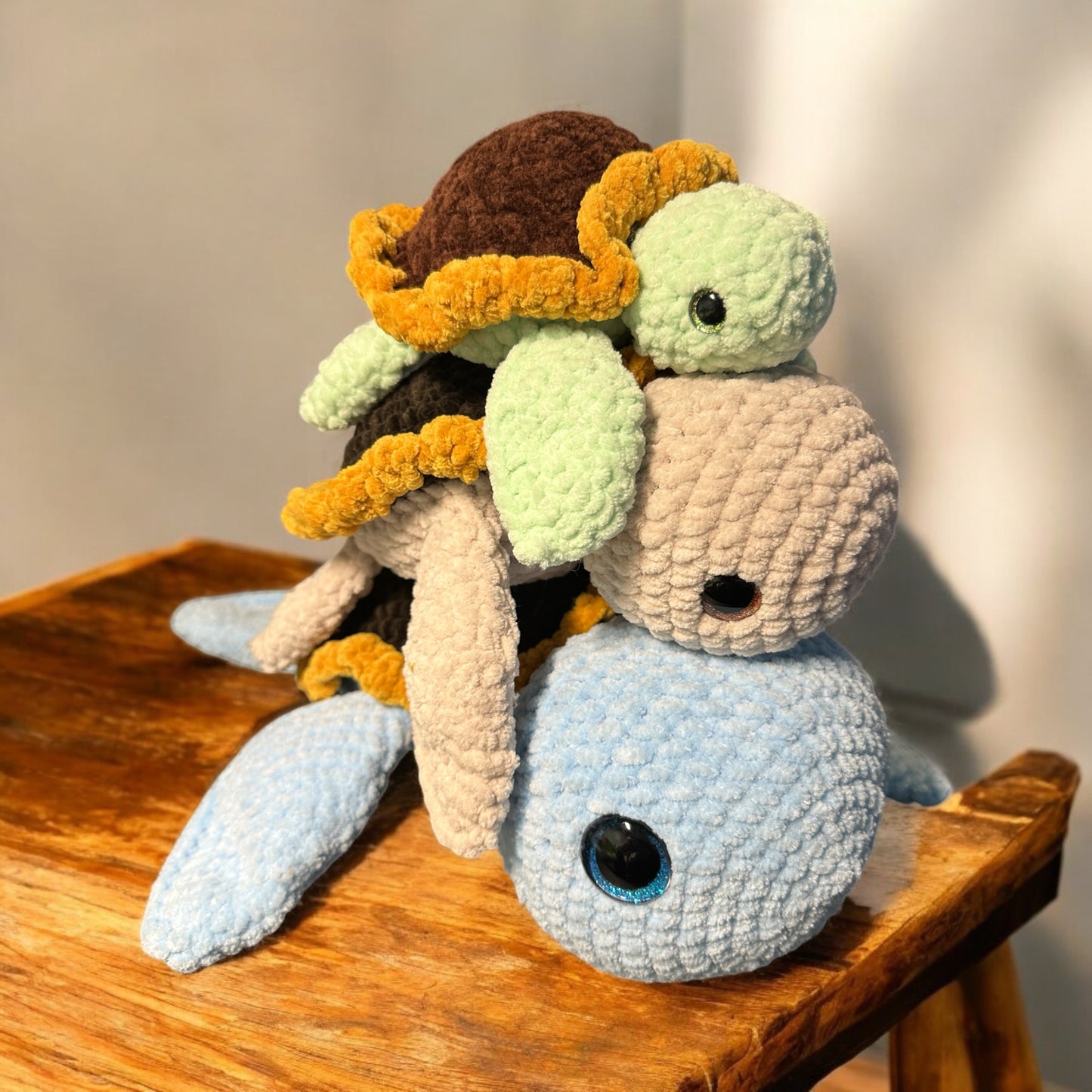 Crochet sunflower sea turtle