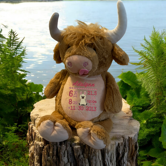Highland Cow Embroidery Personalized Stuffed Animal