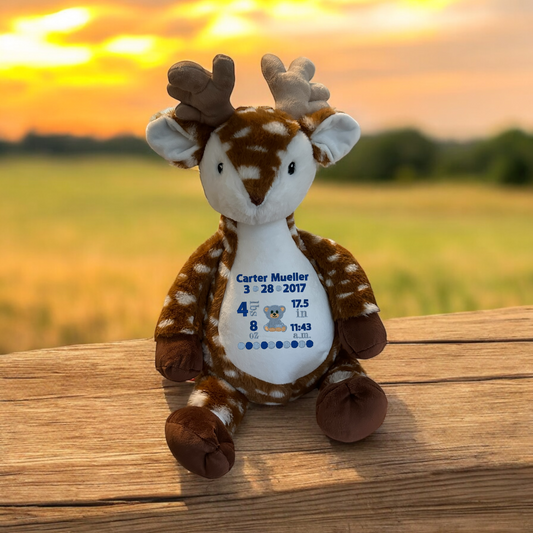 Deer Birth Announcement Stuffed Animal