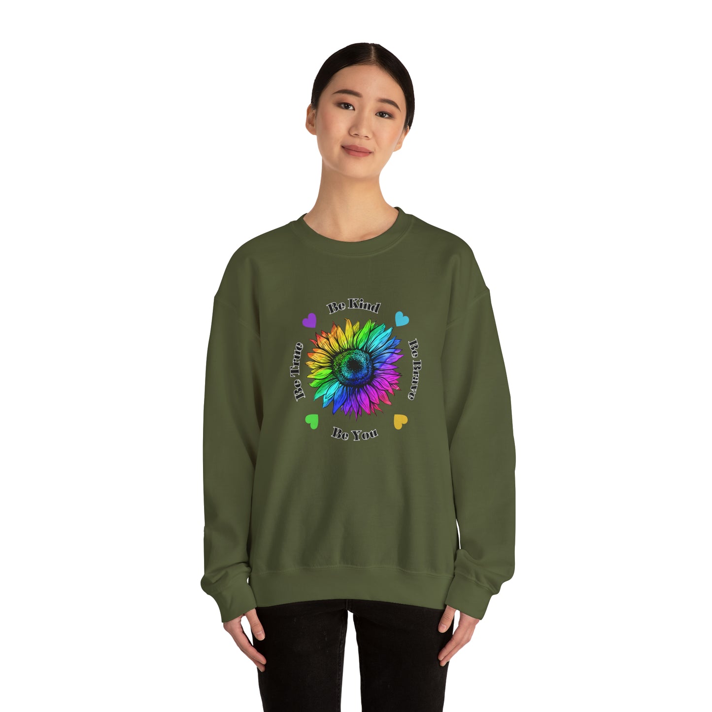 Rainbow Sunflower sweatshirt, Be Kind Sweatshirt, Sunflower sweatshirt, Rainbow Flower sweatshirt, Inspirational Gift