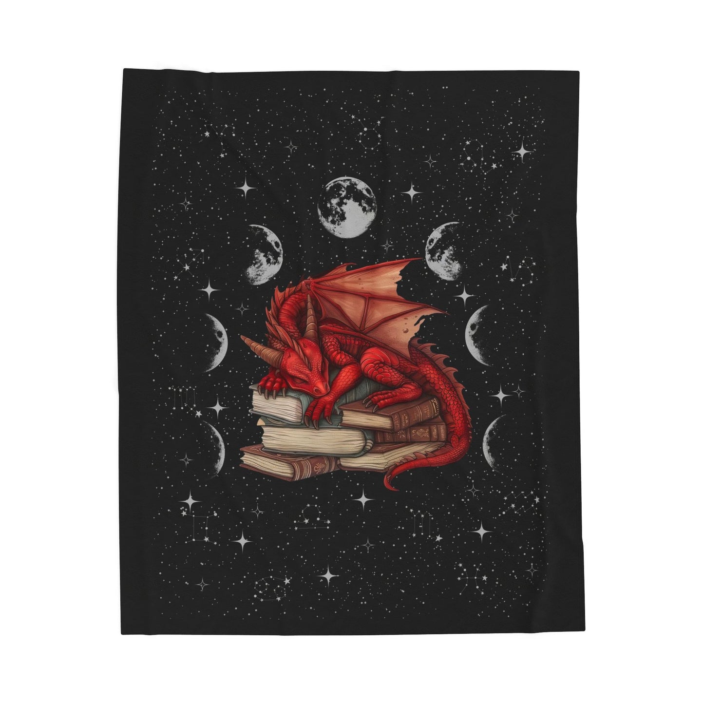 Cozy Dragon Literary Velveteen Plush Blanket, Dragon Lover Gift, Fantasy Home Decor, Reading Nook Accessory, Perfect for Cozy Nights