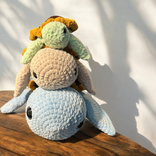 Crochet sunflower sea turtle