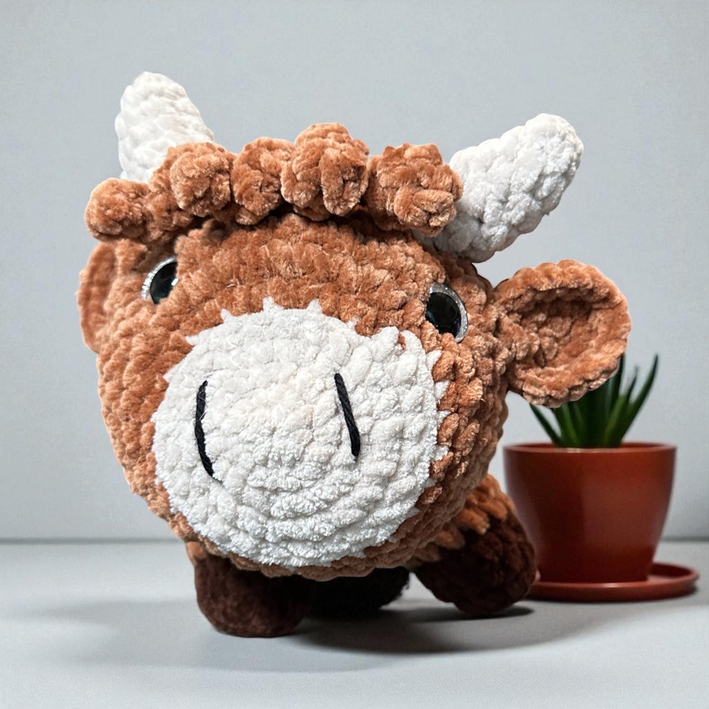 crochet mini blueberry cow