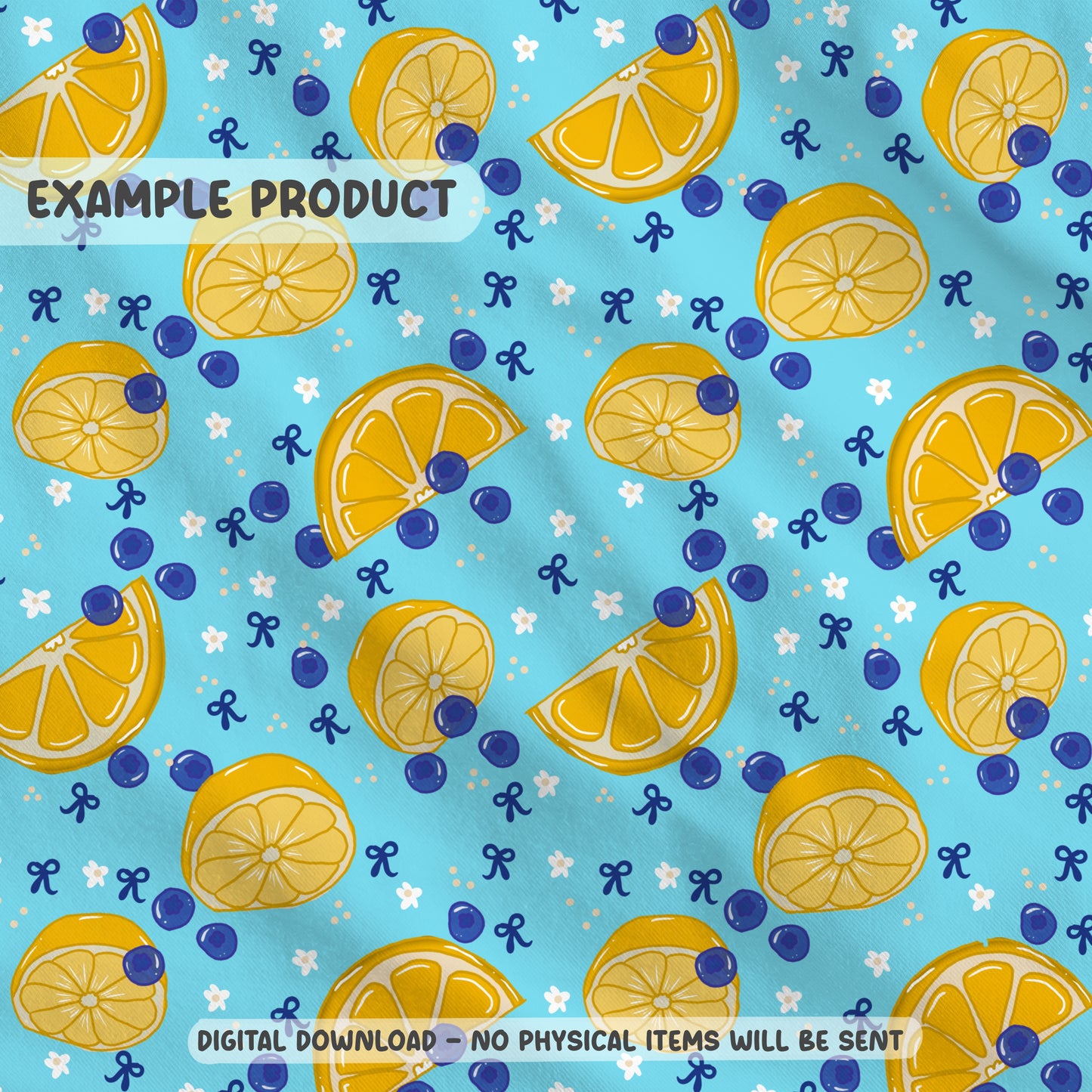 Hand-Drawn Lemon & Blueberry PNG | Blue Coquette Bows Seamless Pattern for Digital Paper and Sublimation, fabric (Copy)
