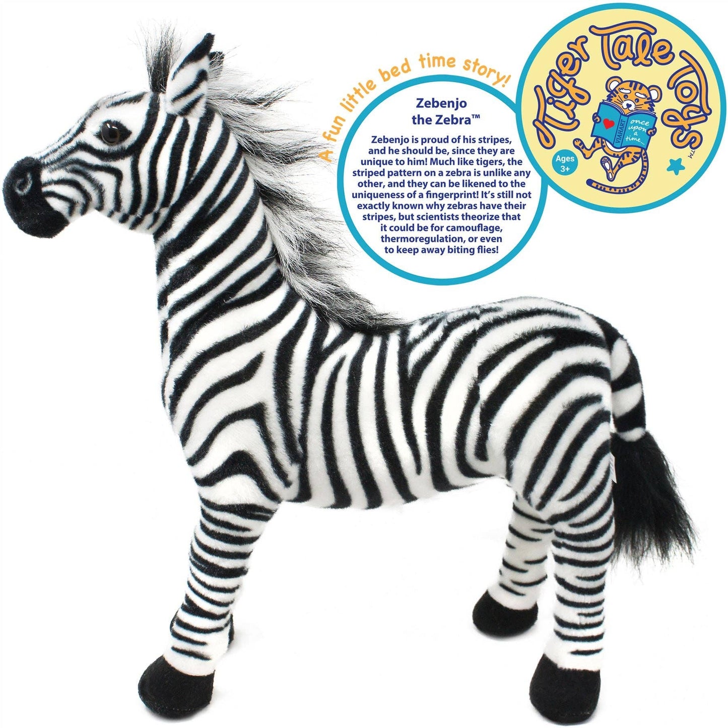 Zebenjo The Zebra | 16 Inch Stuffed Animal Plush