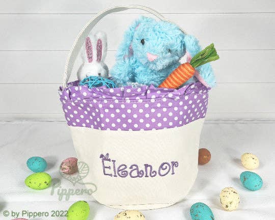 Personalized Embroidered Easter Baskets – Custom Name Easter Baskets for Kids & Babies