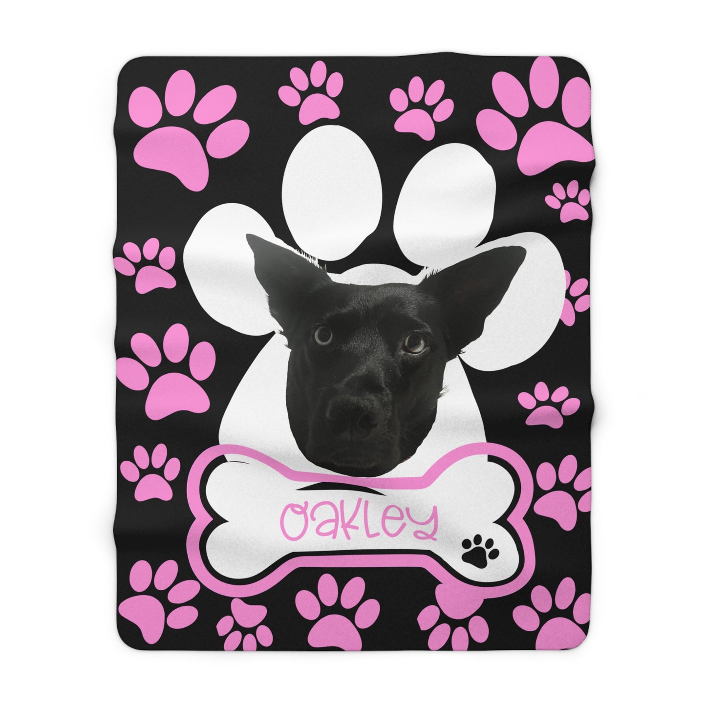 Personalized Paw Print Sherpa Fleece Blanket for Pet Lovers