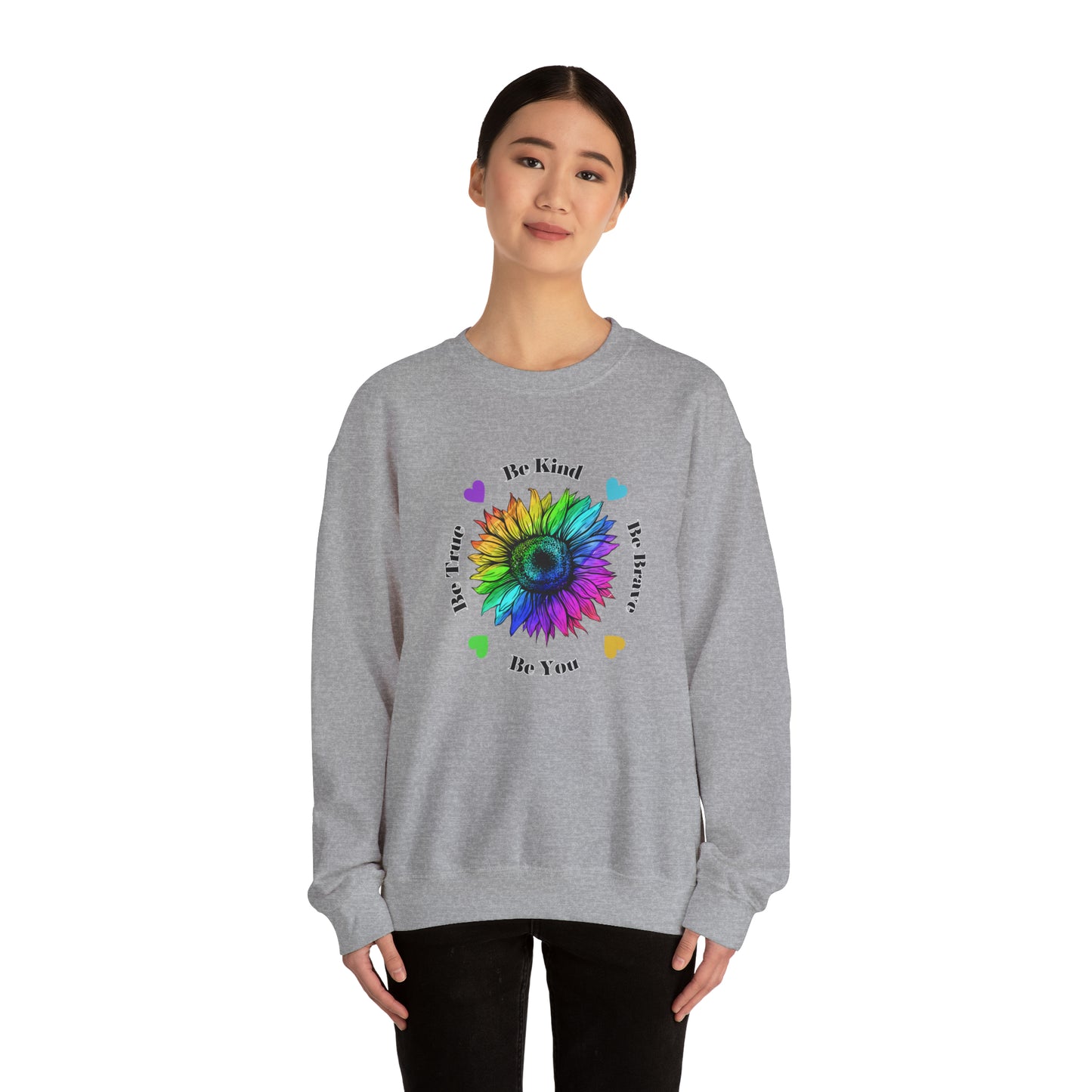 Rainbow Sunflower sweatshirt, Be Kind Sweatshirt, Sunflower sweatshirt, Rainbow Flower sweatshirt, Inspirational Gift