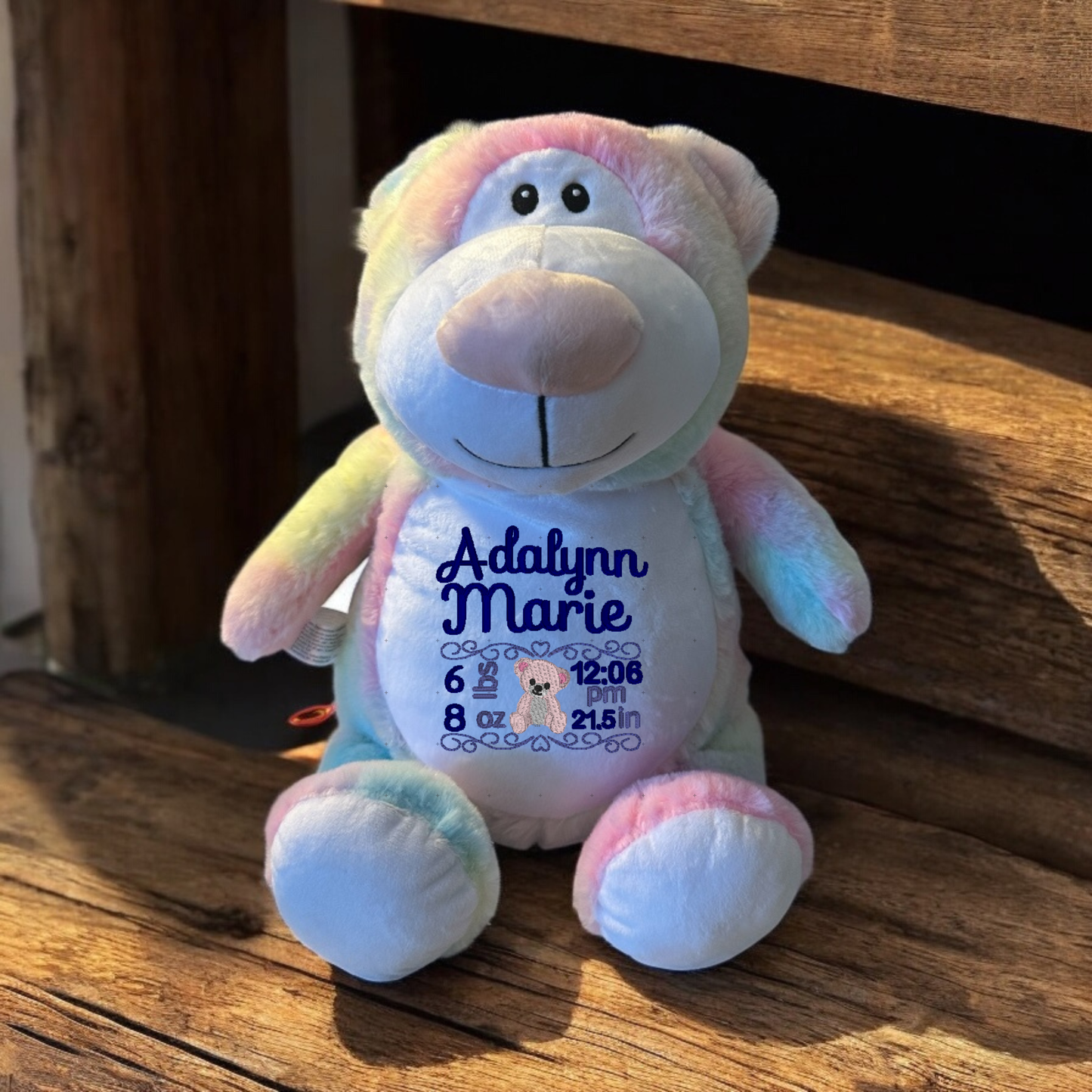 Bear Birth Announcement  Embroidery Animal