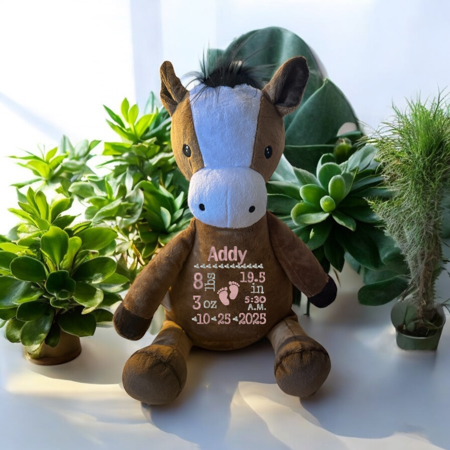 Horse Birth Announcement Embroidery Animal