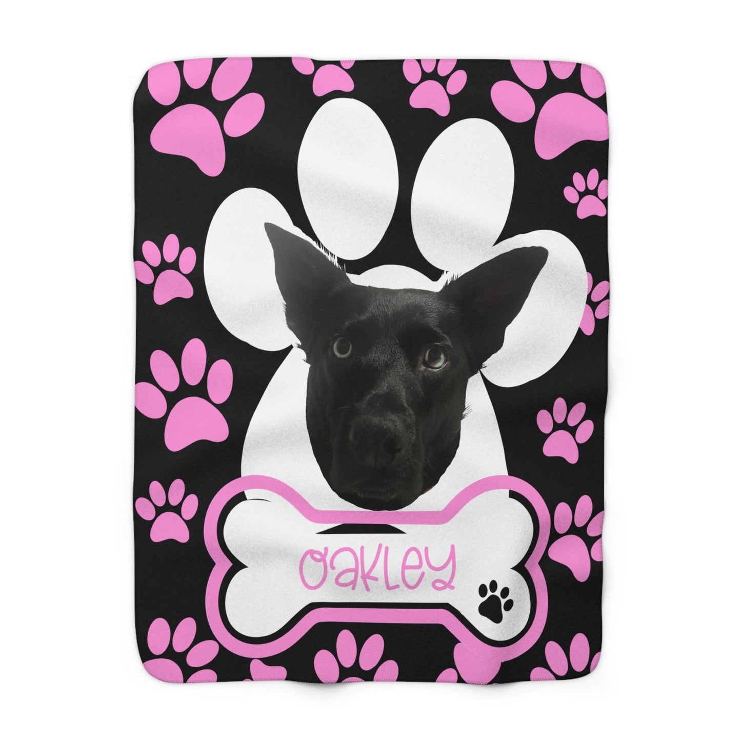 Personalized Paw Print Sherpa Fleece Blanket for Pet Lovers