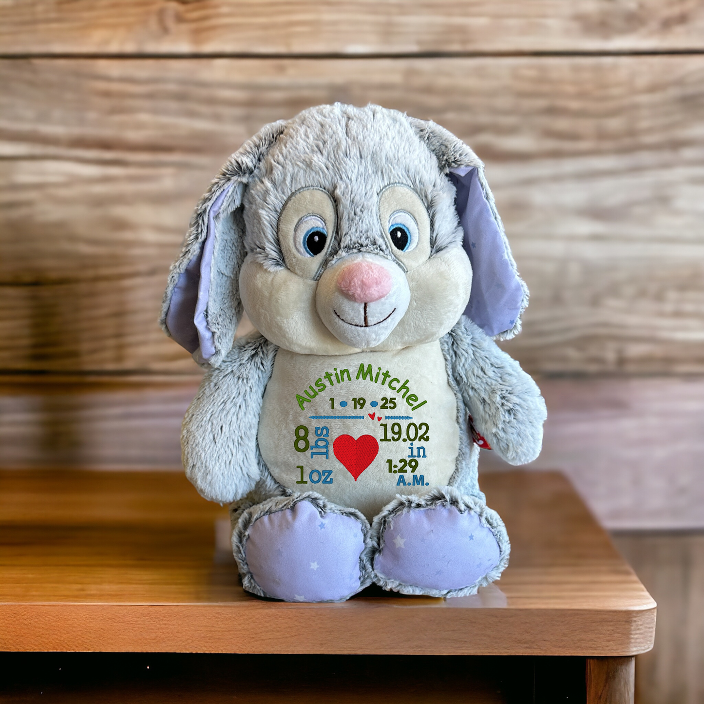 Heart Birth Announcement  Embroidery Animal