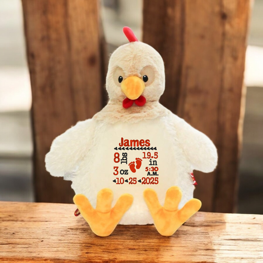 Chicken Birth Announcement Embroidery Animal