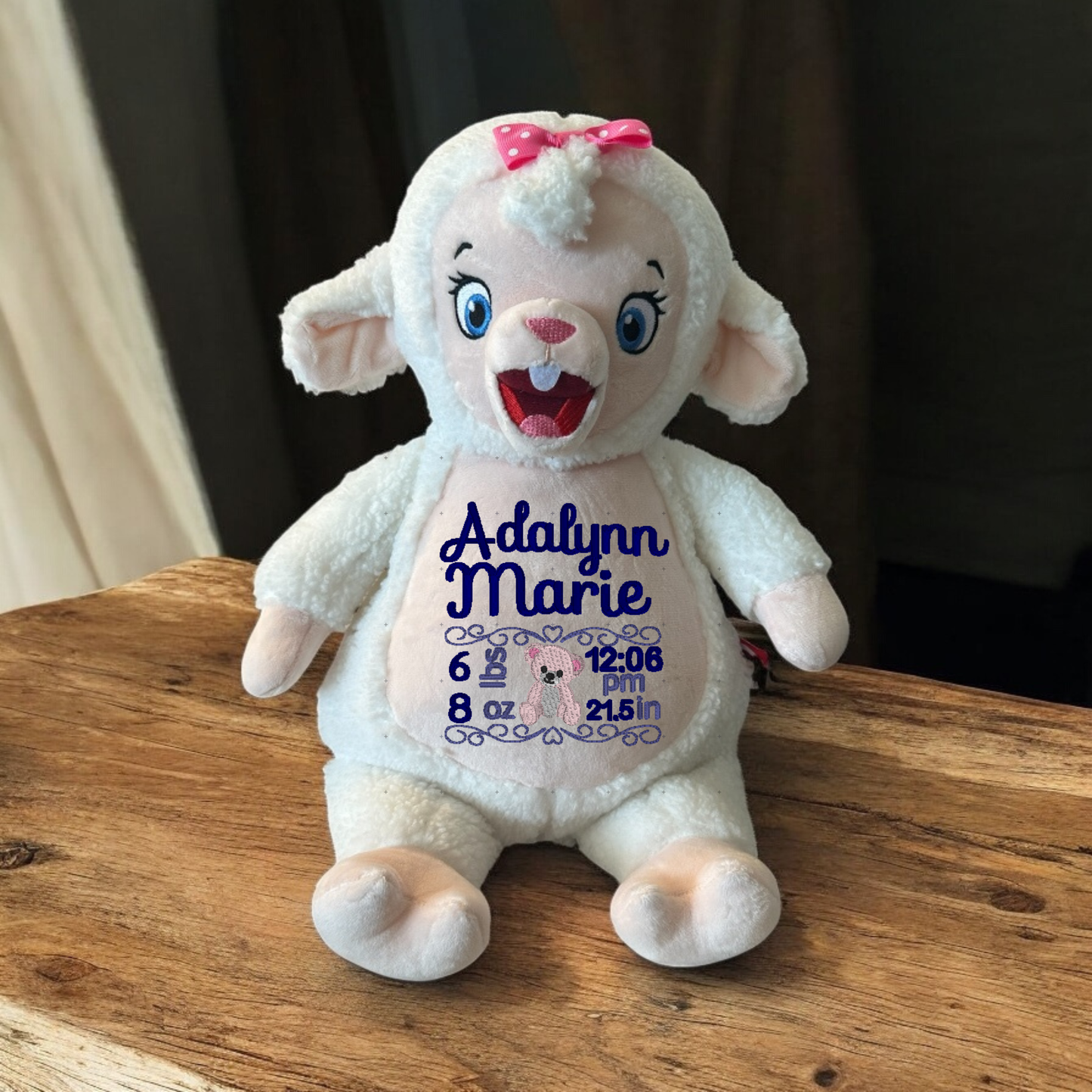 Bear Birth Announcement  Embroidery Animal
