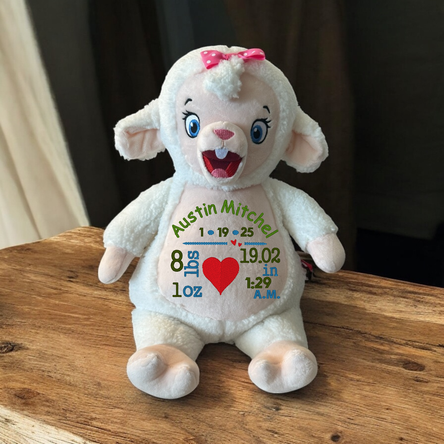 Heart Birth Announcement  Embroidery Animal
