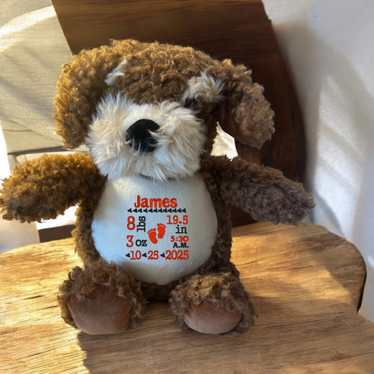 Birth Announcement Embroidery Animal