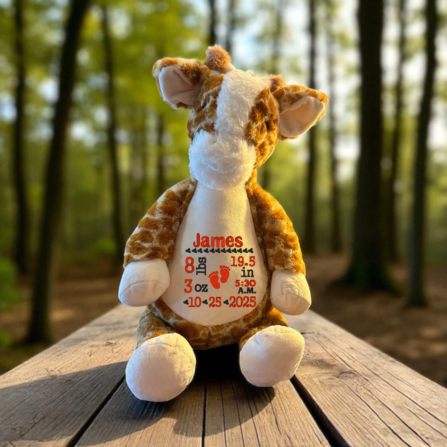 Giraffe Birth Announcement Embroidery Animal