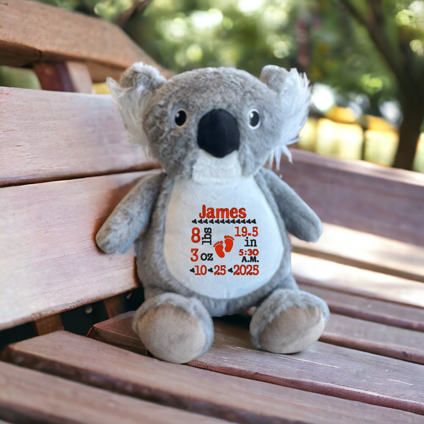 Koala Bear Birth Announcement Embroidery Animal