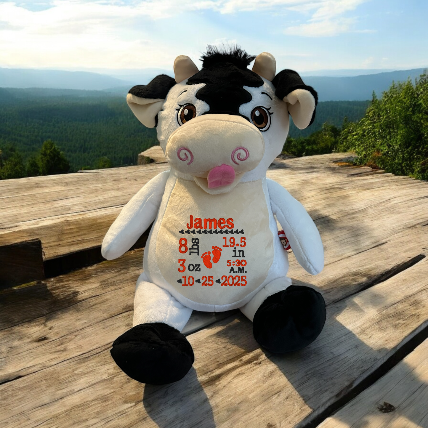 Cow Birth Announcement Embroidery Animal