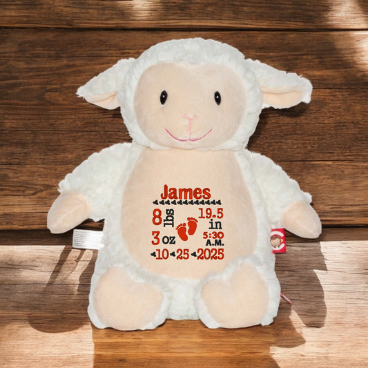 Lamb Birth Announcement Embroidery Animal