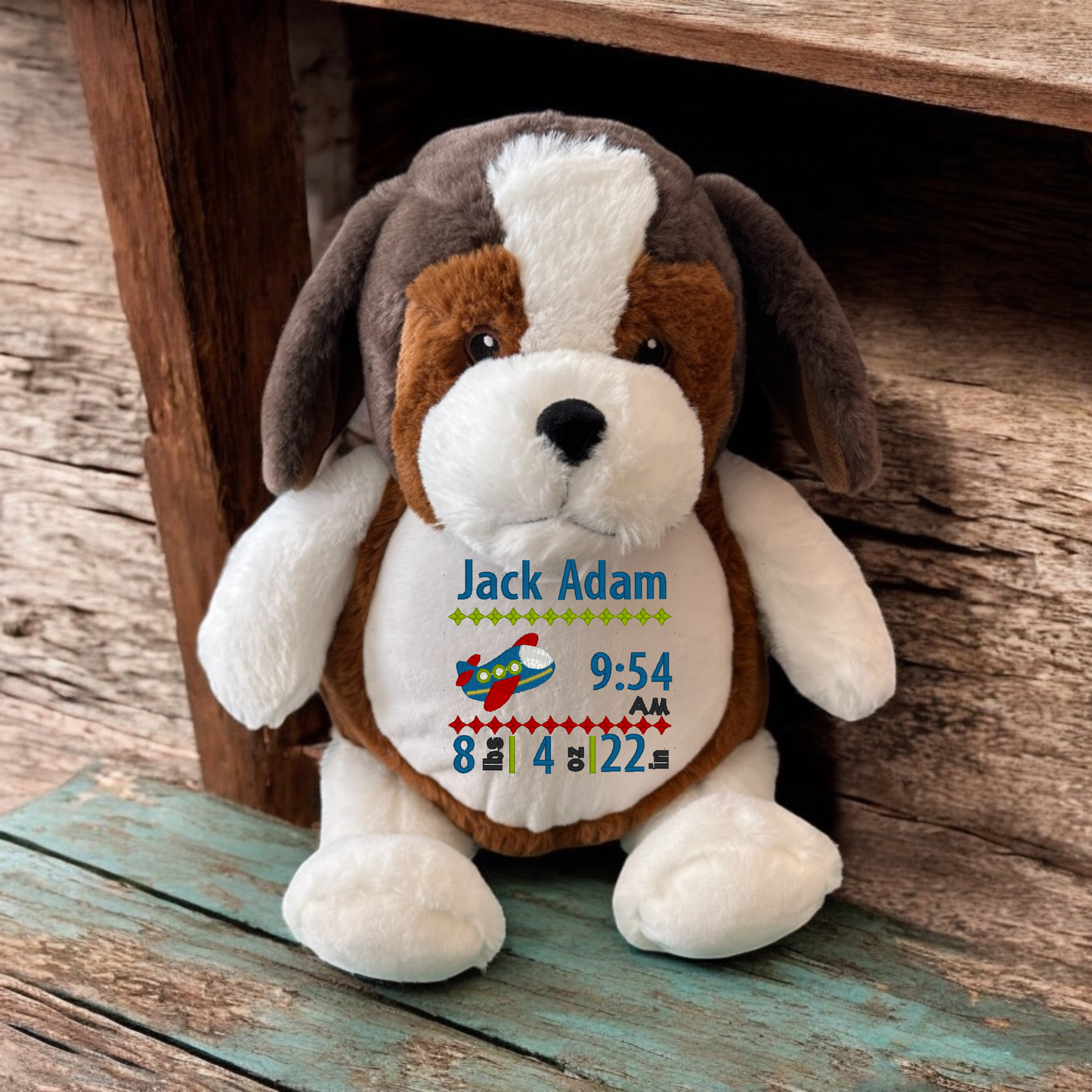 Airplane Birth Announcement  Embroidery Animal