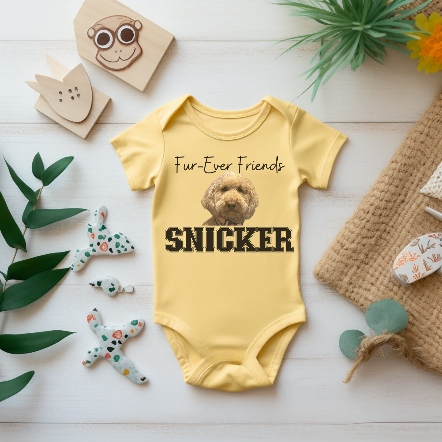 Fur-Ever Friends Custom Dog Pet Portrait Baby Bodysuit, Personalized Baby Gift, Baby Shower Gift, Dog Portrait, Personalized Baby Clothes