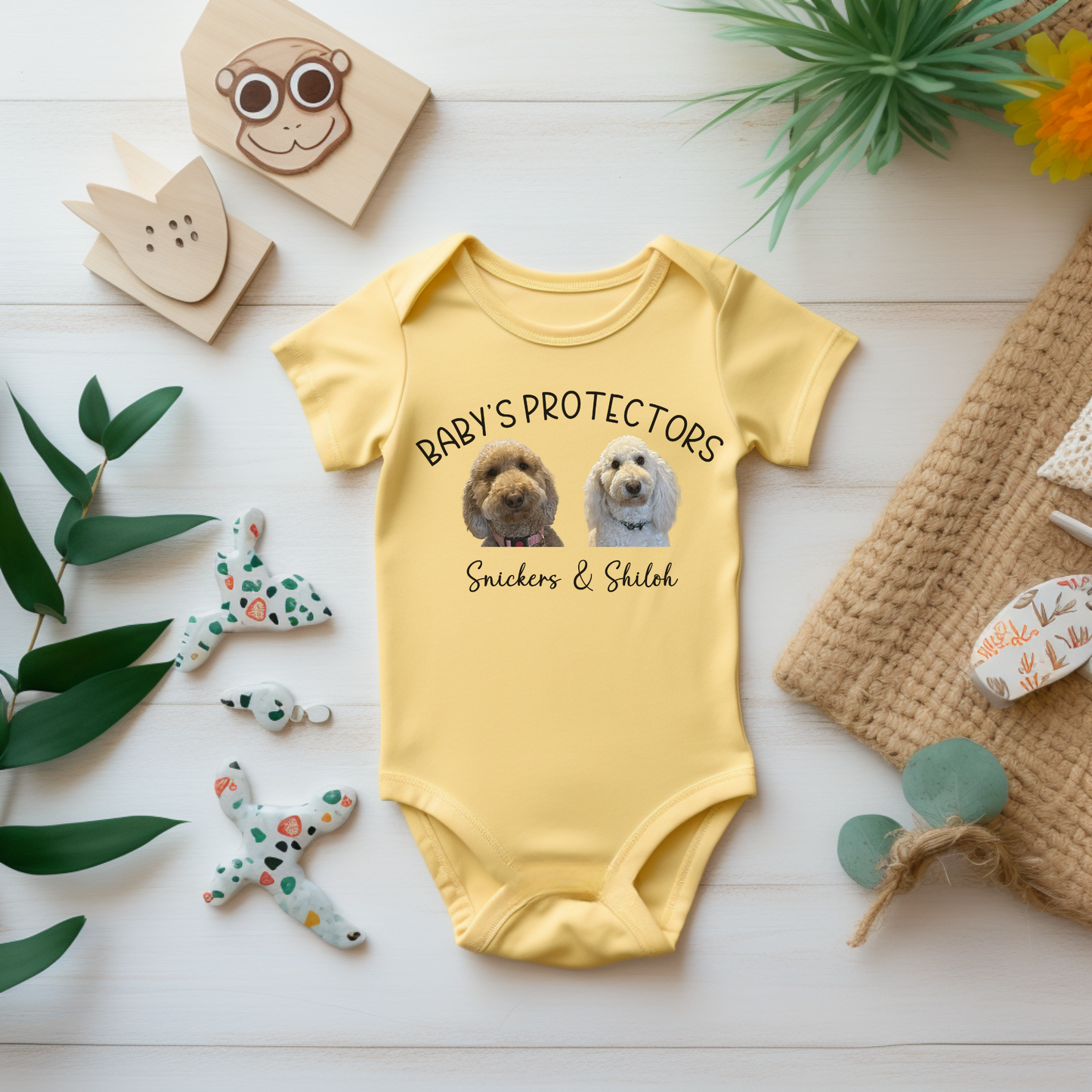 Baby Protecters Custom Dog Pet Portrait Baby Bodysuit, Personalized Baby Gift, Baby Shower Gift, Dog Portrait, Personalized Baby Clothes