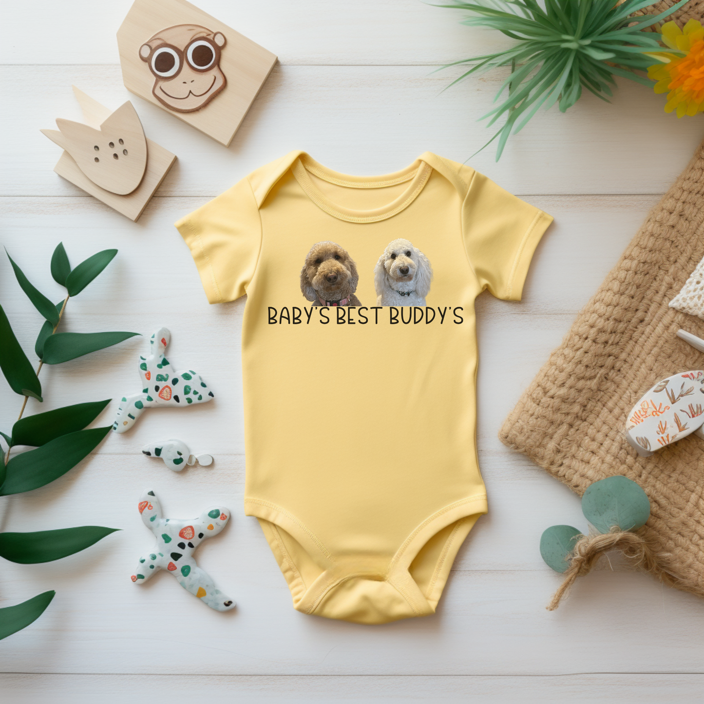 Baby Best Buddy Custom Dog Pet Portrait Baby Bodysuit, Personalized Baby Gift, Baby Shower Gift, Dog Portrait, Personalized Baby Clothes