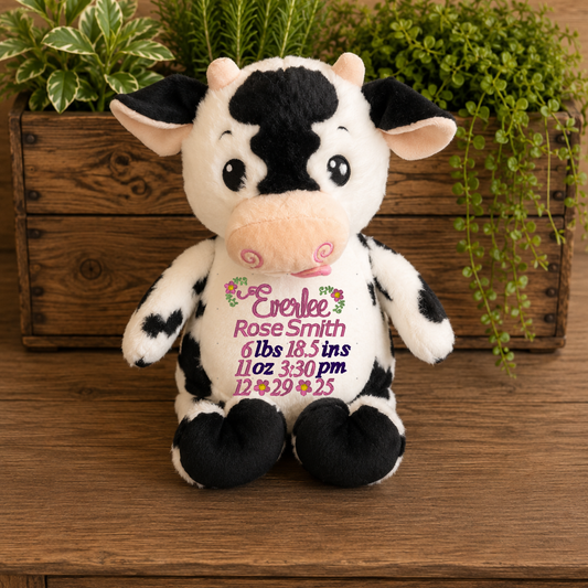 Floral Birth Announcement  Embroidery Animal