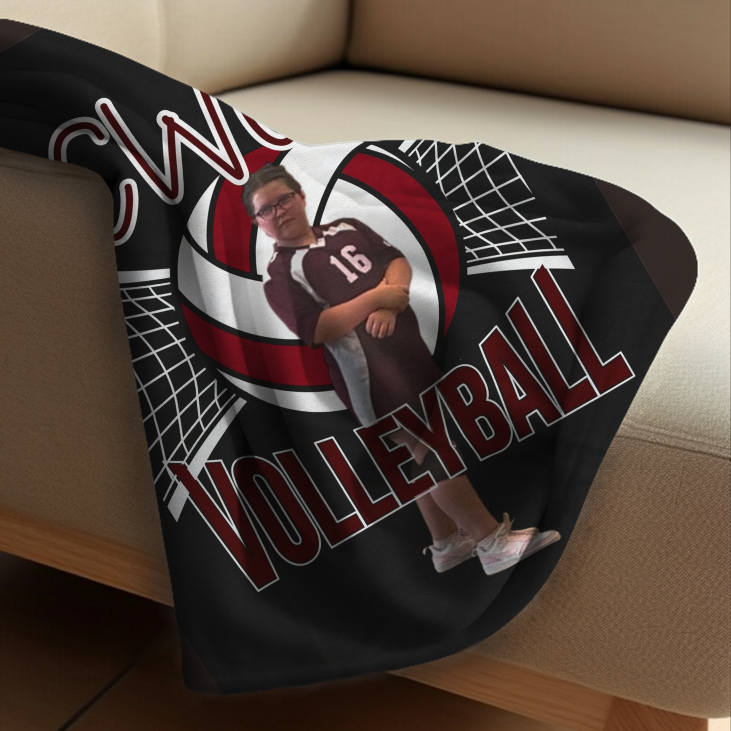 CWCS Custom Sports Velveteen Plush Blanket, Cozy Sports Throw for Sport Lovers, Gifts for Athletes, Team Spirit Decor