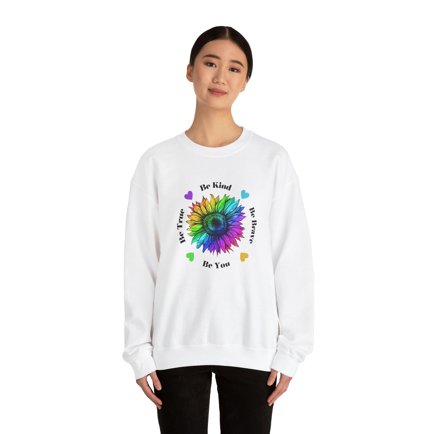 Rainbow Sunflower sweatshirt, Be Kind Sweatshirt, Sunflower sweatshirt, Rainbow Flower sweatshirt, Inspirational Gift