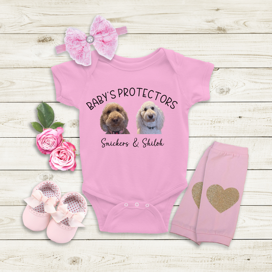 Baby Protecters Custom Dog Pet Portrait Baby Bodysuit, Personalized Baby Gift, Baby Shower Gift, Dog Portrait, Personalized Baby Clothes