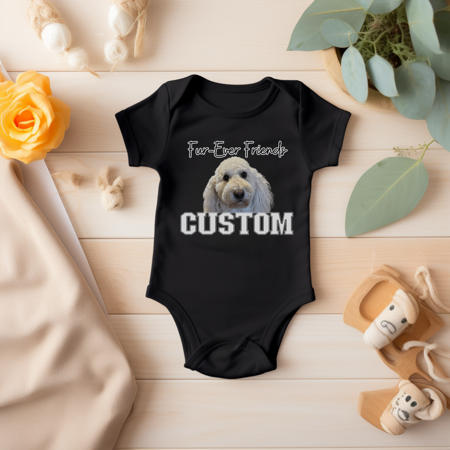 Fur-Ever Friends Custom Dog Pet Portrait Baby Bodysuit, Personalized Baby Gift, Baby Shower Gift, Dog Portrait, Personalized Baby Clothes