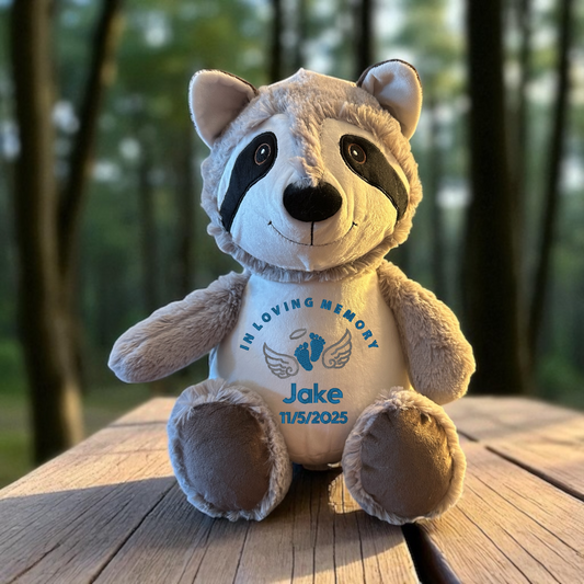 In Loving Memory Racoon personalized embroidery stuffed animal