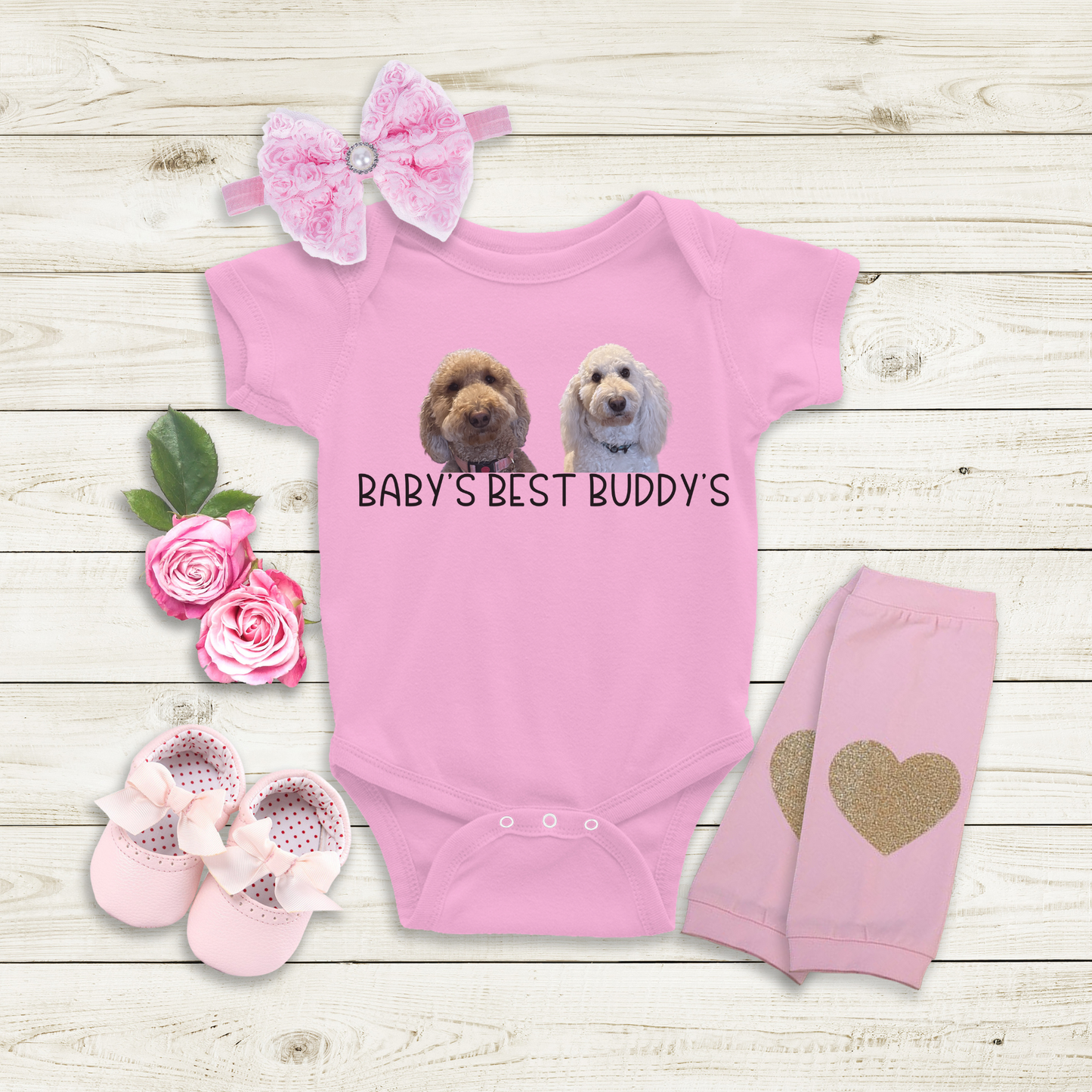 Baby Best Buddy Custom Dog Pet Portrait Baby Bodysuit, Personalized Baby Gift, Baby Shower Gift, Dog Portrait, Personalized Baby Clothes