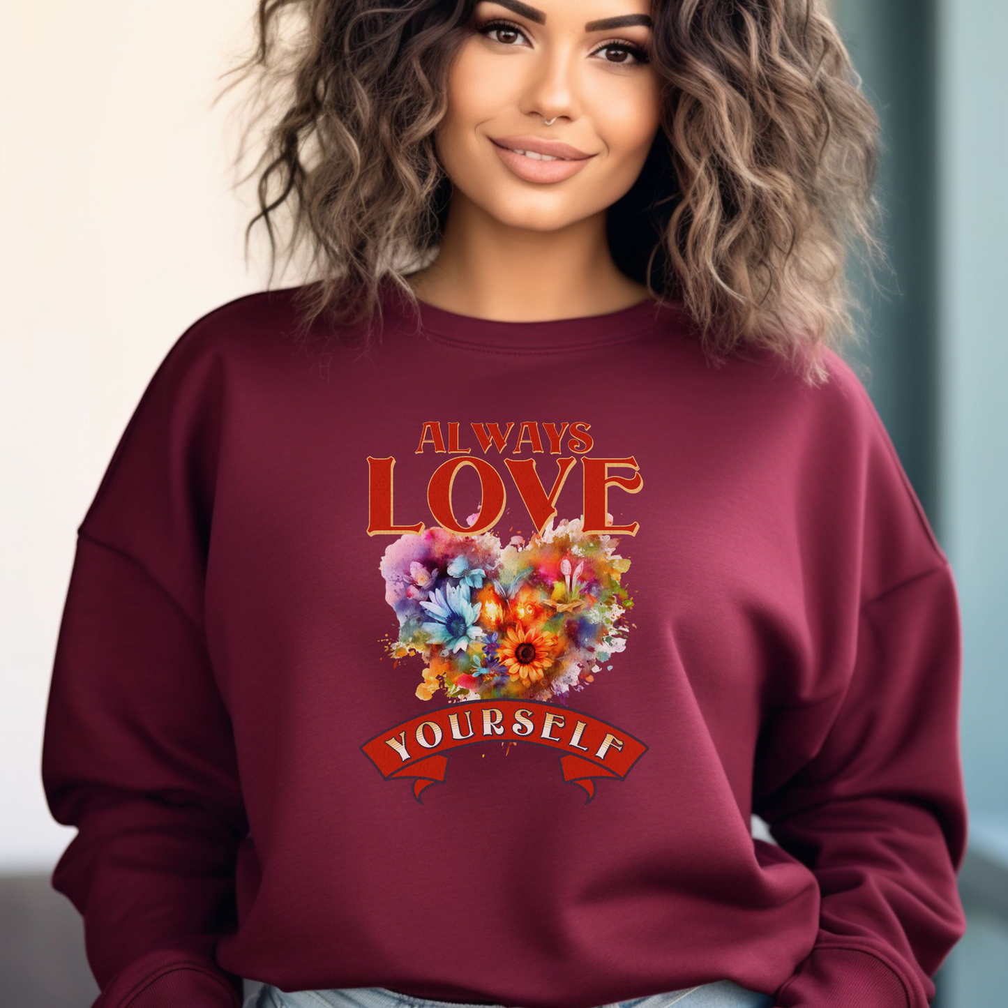 Always Love Yourself Valentines Day Sweater, Valentines Day Gift for Her, Mental Health Awareness Crewneck