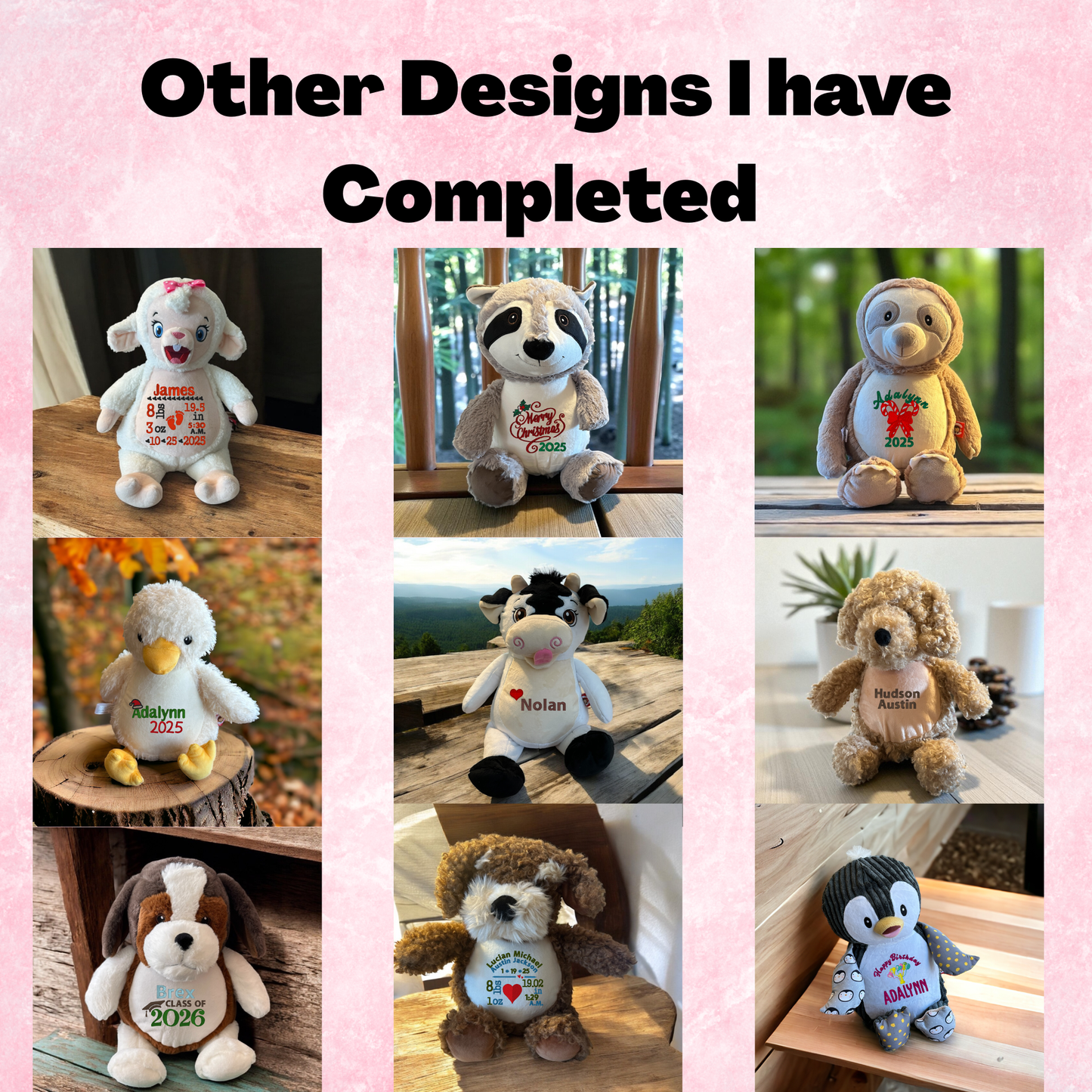 Long Horn Birth Announcement  Embroidery Animal