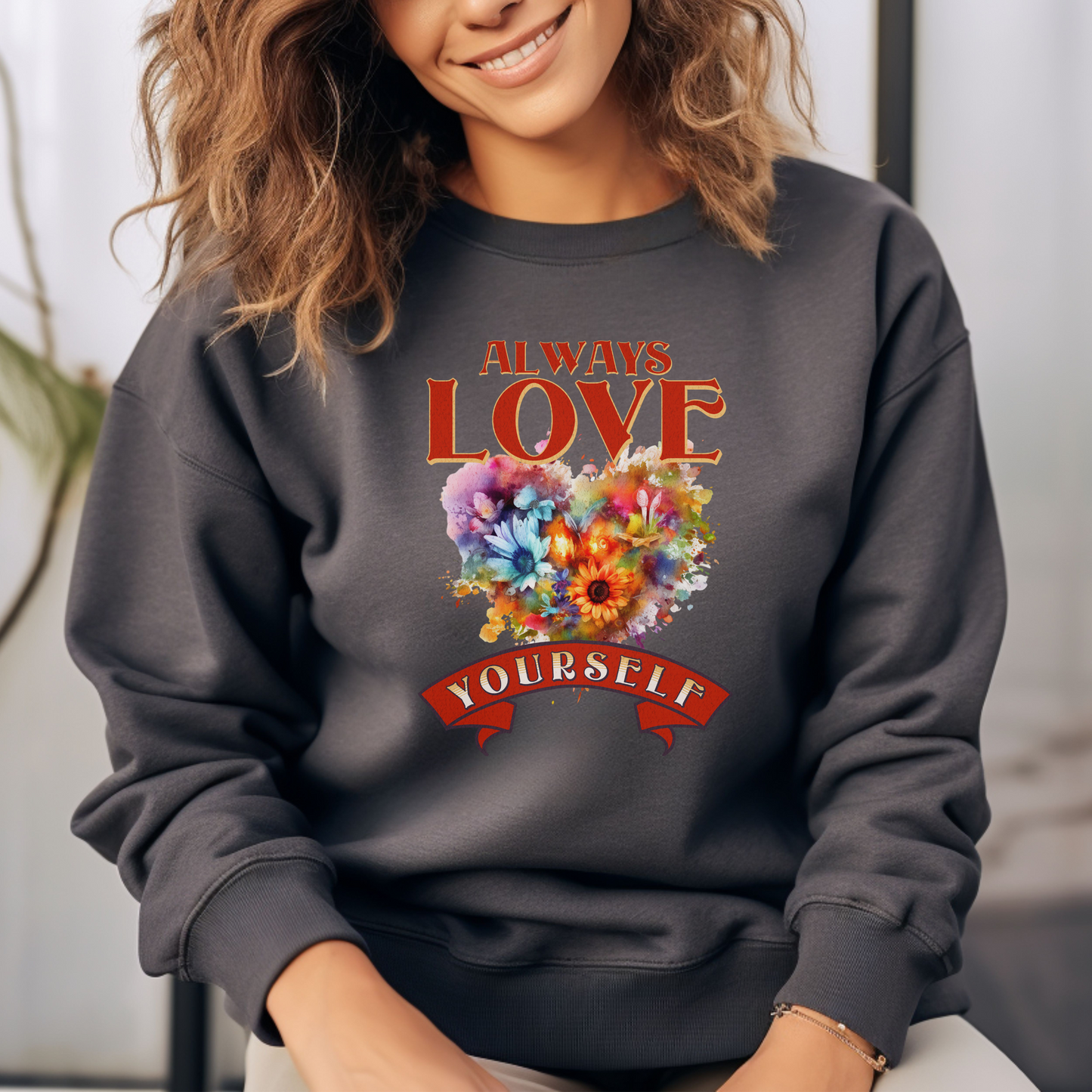 Always Love Yourself Valentines Day Sweater, Valentines Day Gift for Her, Mental Health Awareness Crewneck