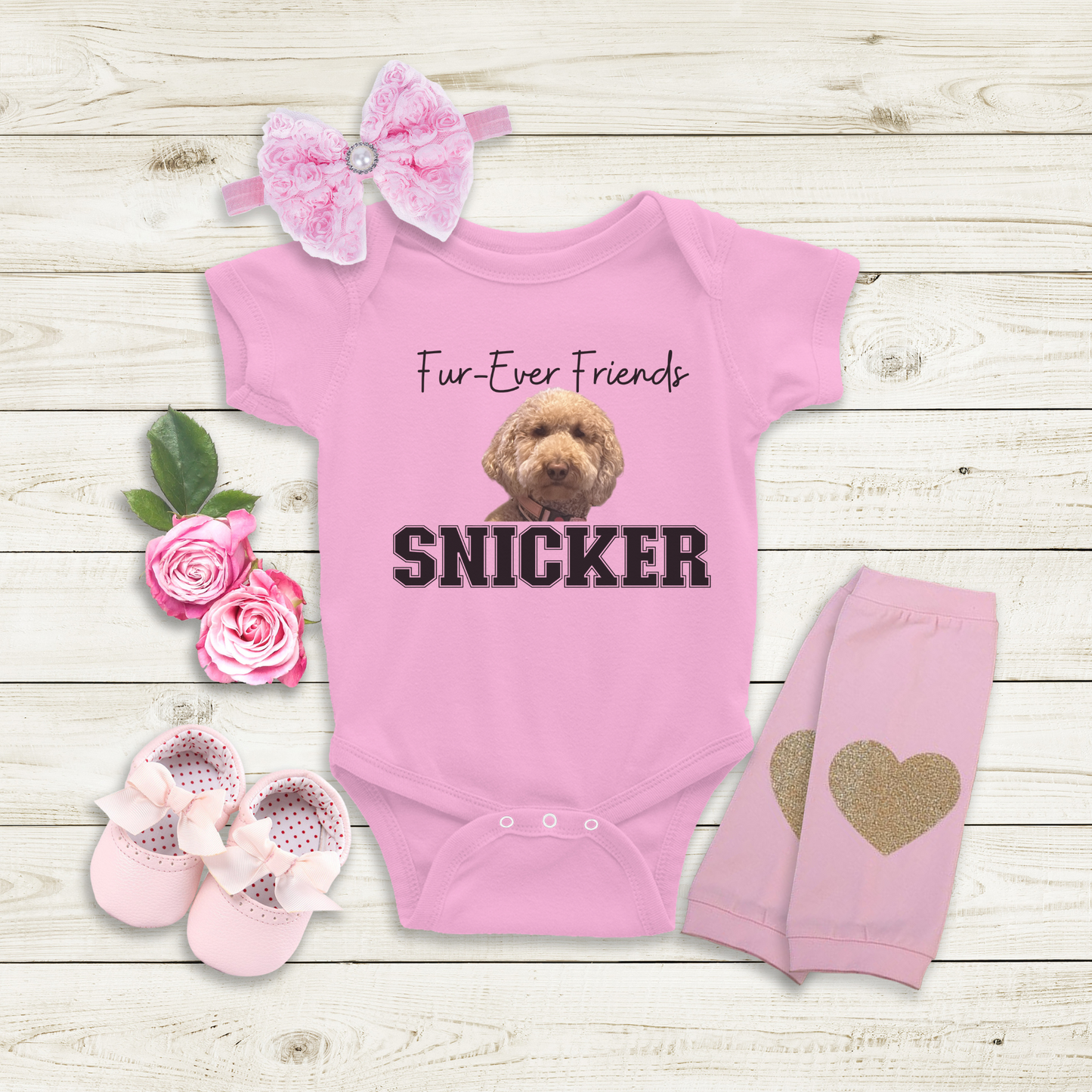 Fur-Ever Friends Custom Dog Pet Portrait Baby Bodysuit, Personalized Baby Gift, Baby Shower Gift, Dog Portrait, Personalized Baby Clothes