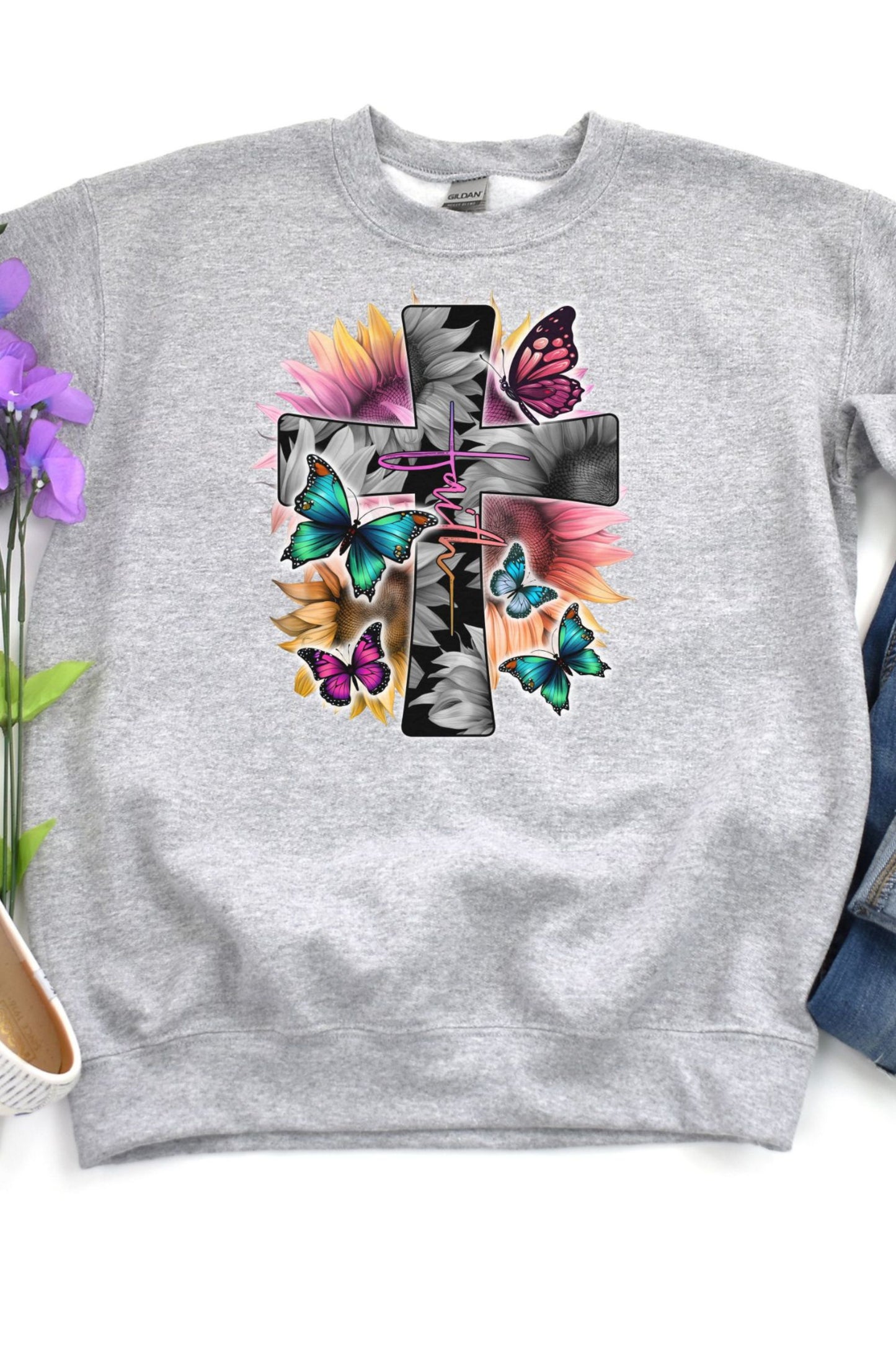 Faith Butterfly Bible Verse Shirt, Christain Crewneck Apparel, Christian Gifts for women, Easter T Shirt, Faith Shirt, Christain Sweatshirt