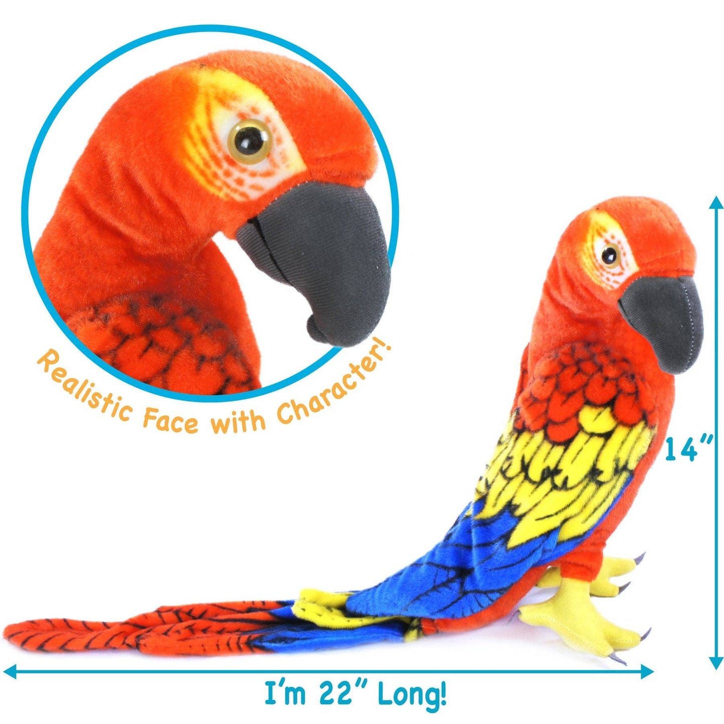 Miguelita The Macaw | 22 Inch Stuffed Animal Plush