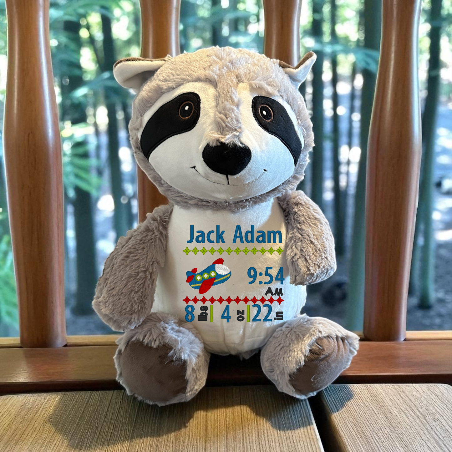 Airplane Birth Announcement  Embroidery Animal