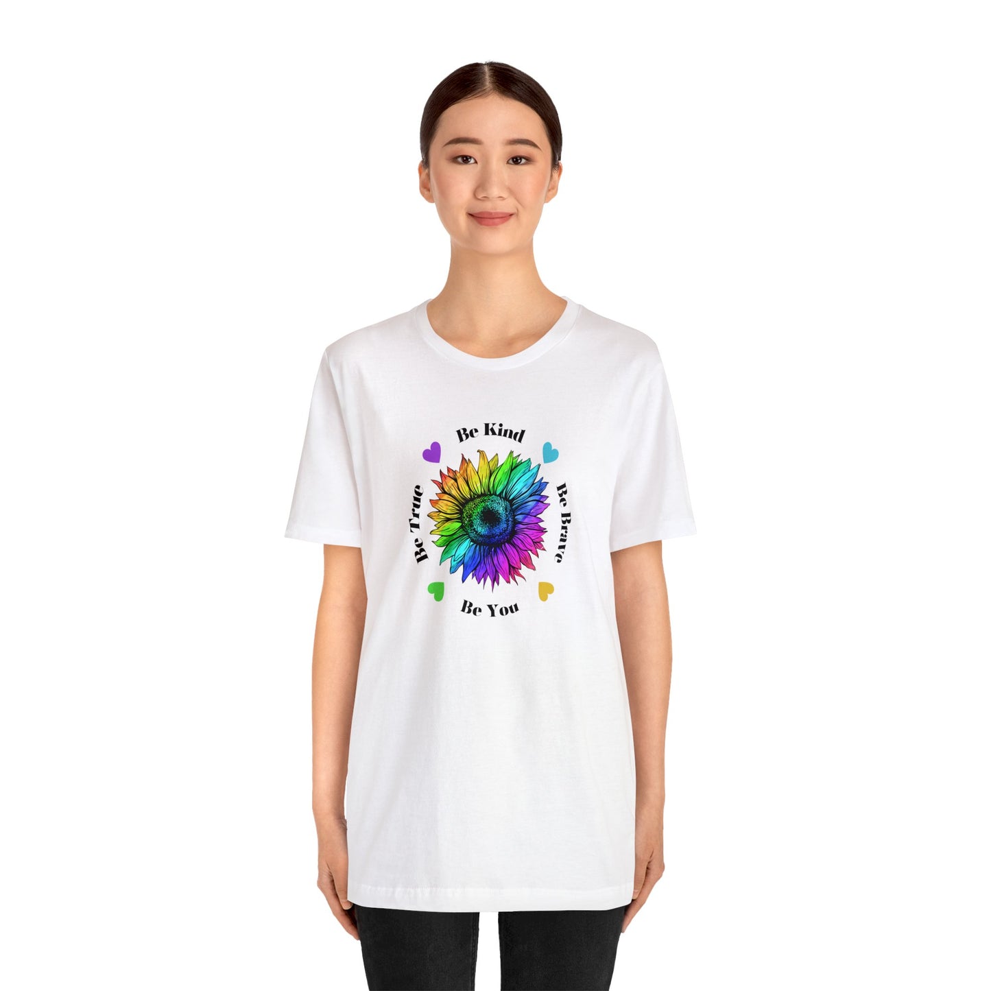 Rainbow Sunflower Shirt, Be Kind Shirt, Sunflower Shirt, Rainbow Flower Shirt, Inspirational Gift, Mental Health Shirt, Sunflower for Women