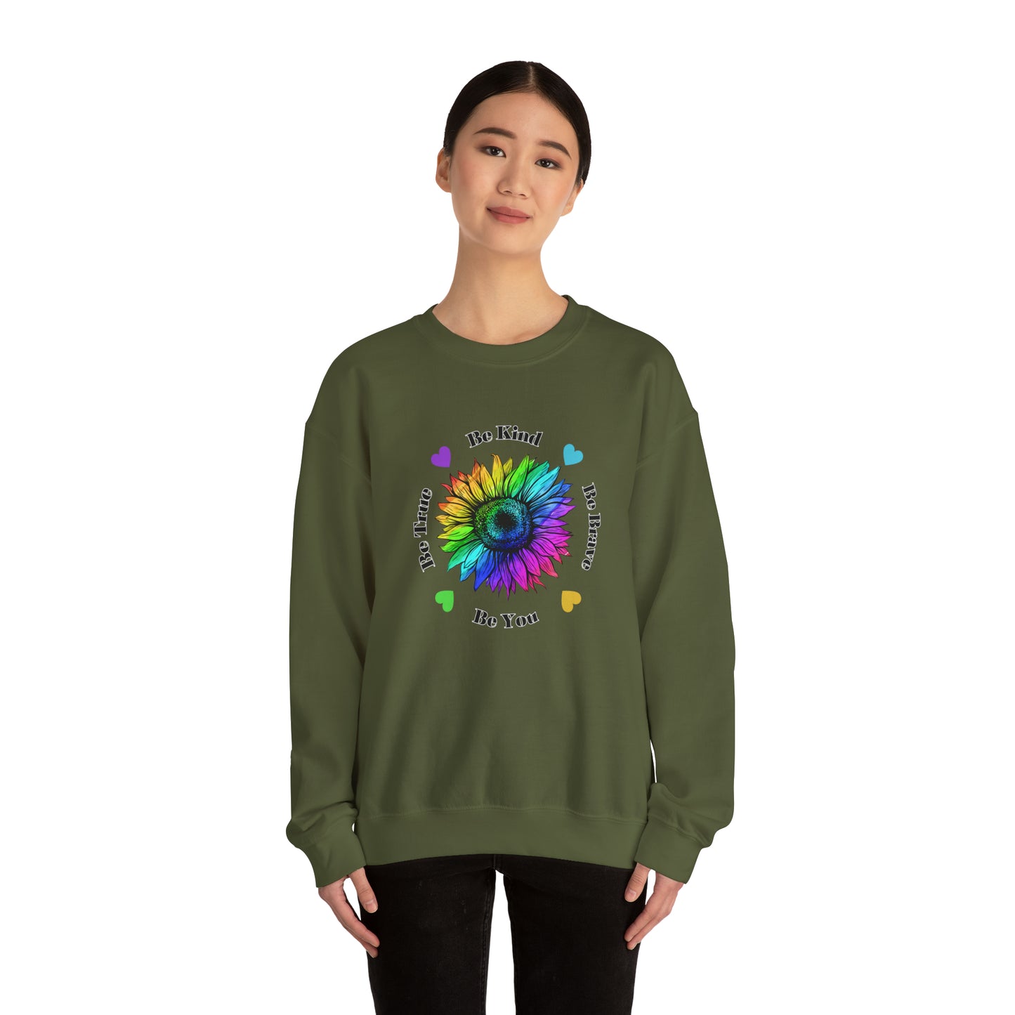 Rainbow Sunflower sweatshirt, Be Kind Sweatshirt, Sunflower sweatshirt, Rainbow Flower sweatshirt, Inspirational Gift