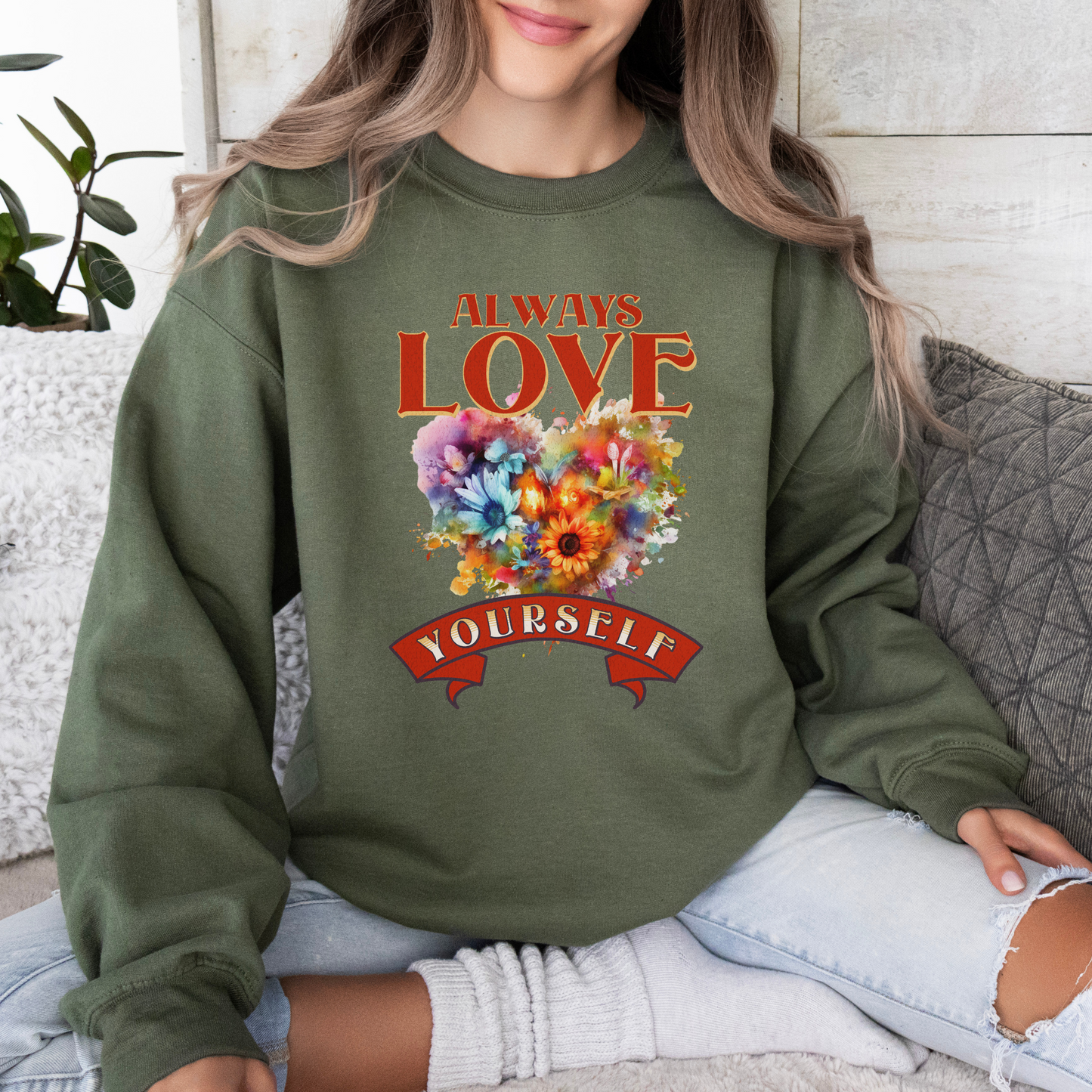 Always Love Yourself Valentines Day Sweater, Valentines Day Gift for Her, Mental Health Awareness Crewneck