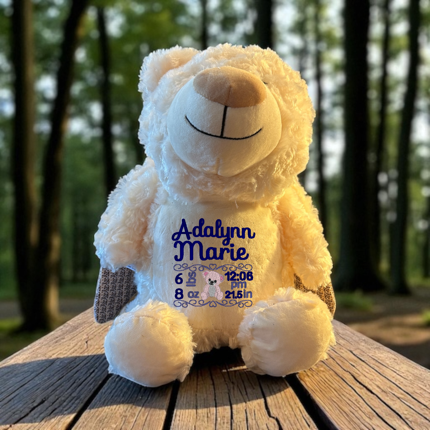 Bear Birth Announcement  Embroidery Animal