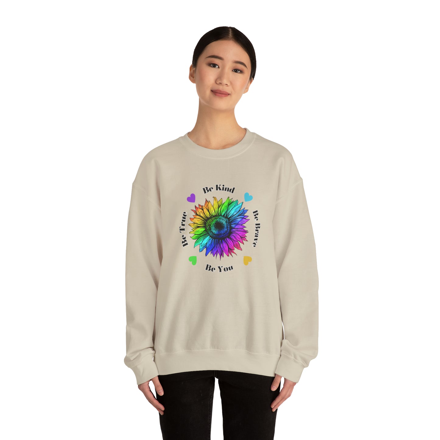 Rainbow Sunflower sweatshirt, Be Kind Sweatshirt, Sunflower sweatshirt, Rainbow Flower sweatshirt, Inspirational Gift