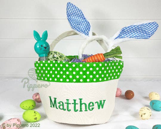 Personalized Embroidered Easter Baskets – Custom Name Easter Baskets for Kids & Babies